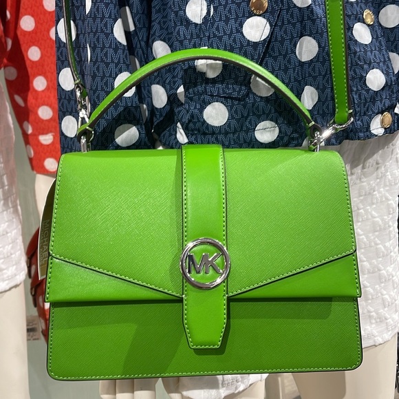 Michael Kors Greenwich Medium Saffiano Leather Satchel Crossbody Shoulder Bag - Picture 6 of 16